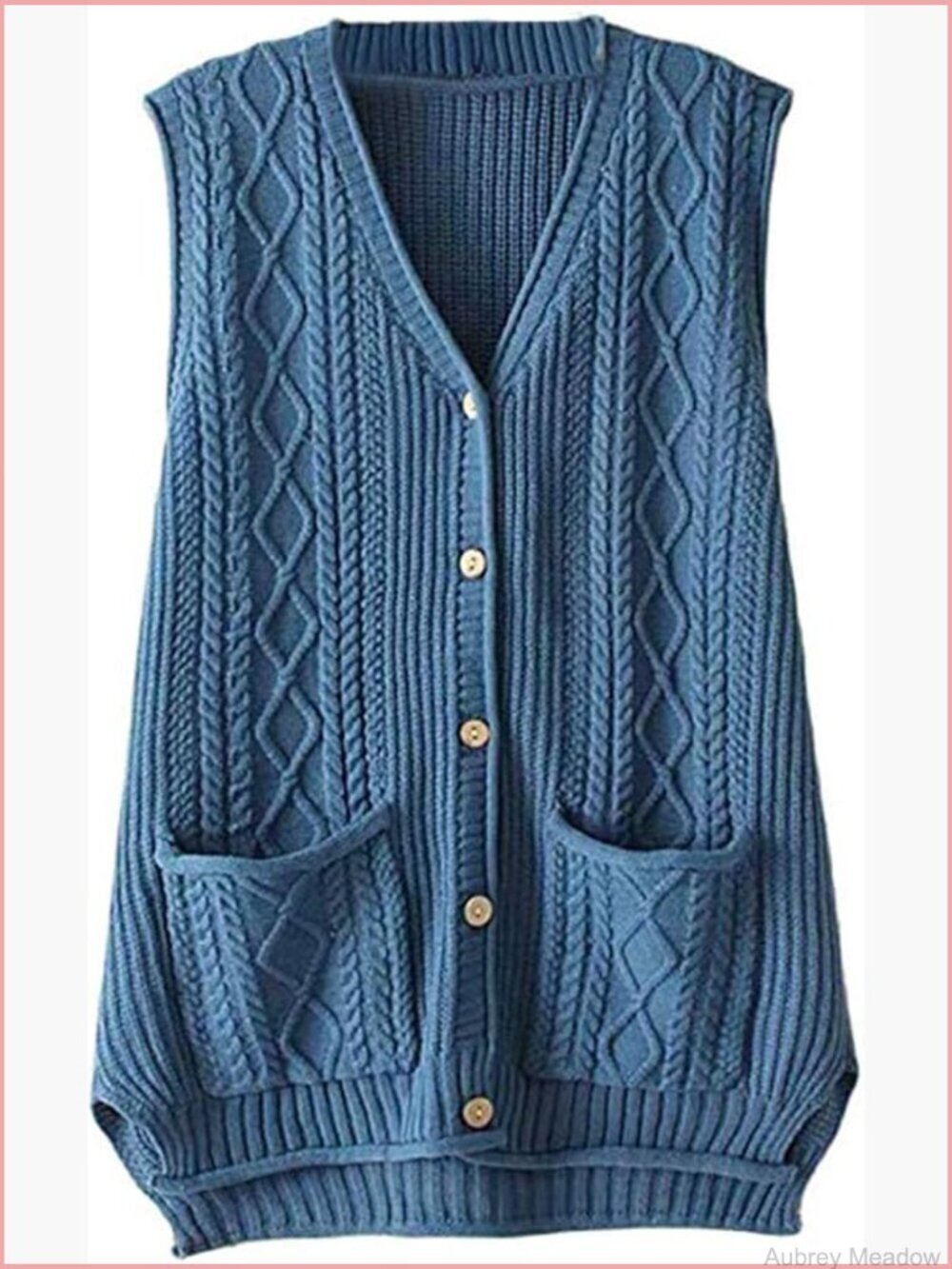 Women's Cable Knit Button Down Sweater Vest Cardigan Sleeveless V-Neck